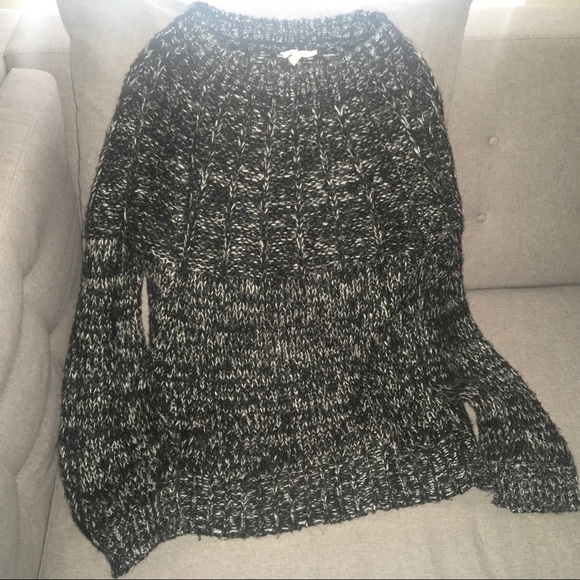 Promesa soft sweater loosely knit see thru crewneck black grey white mul… - Picture 1 of 13